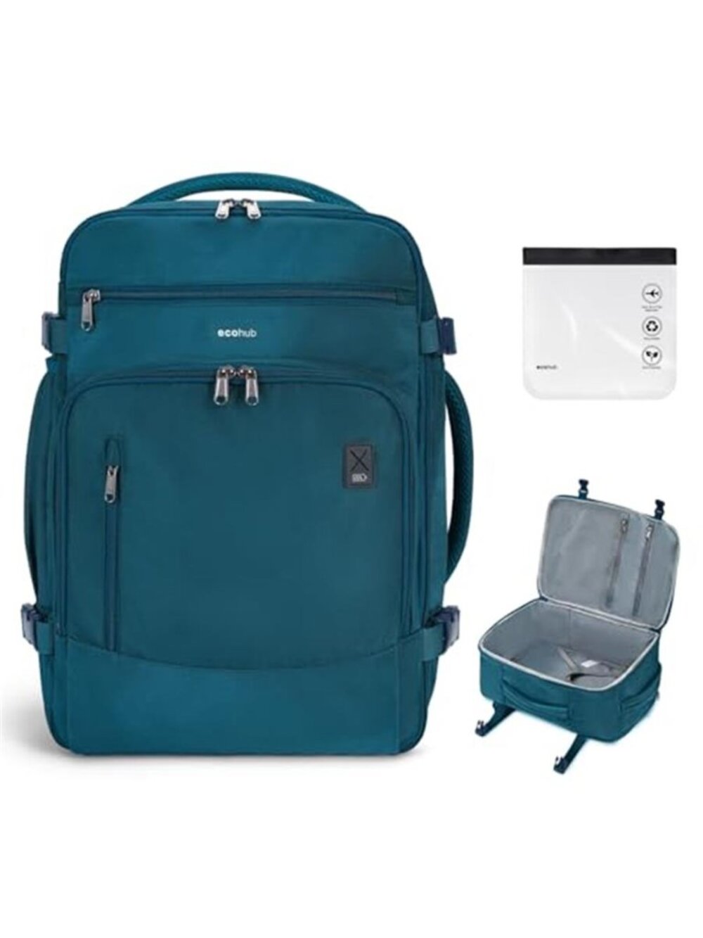 Ecohub 30L Carry On Backpack Underseat Travel Bag Laptop USB Charging Personal